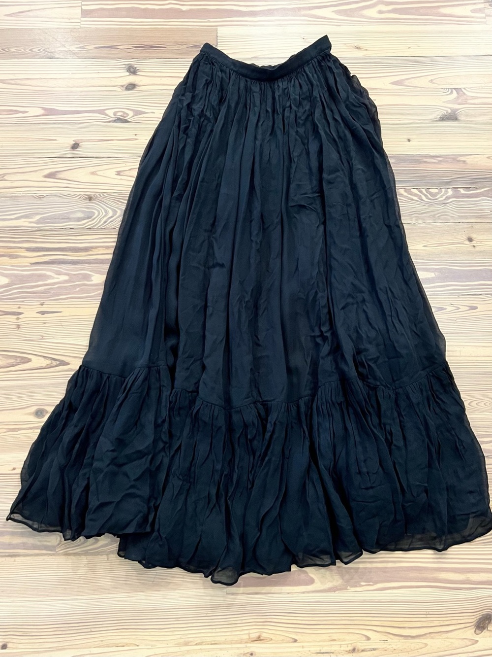 J. Crew Collection Black Tiered Maxi Skirt Size 2